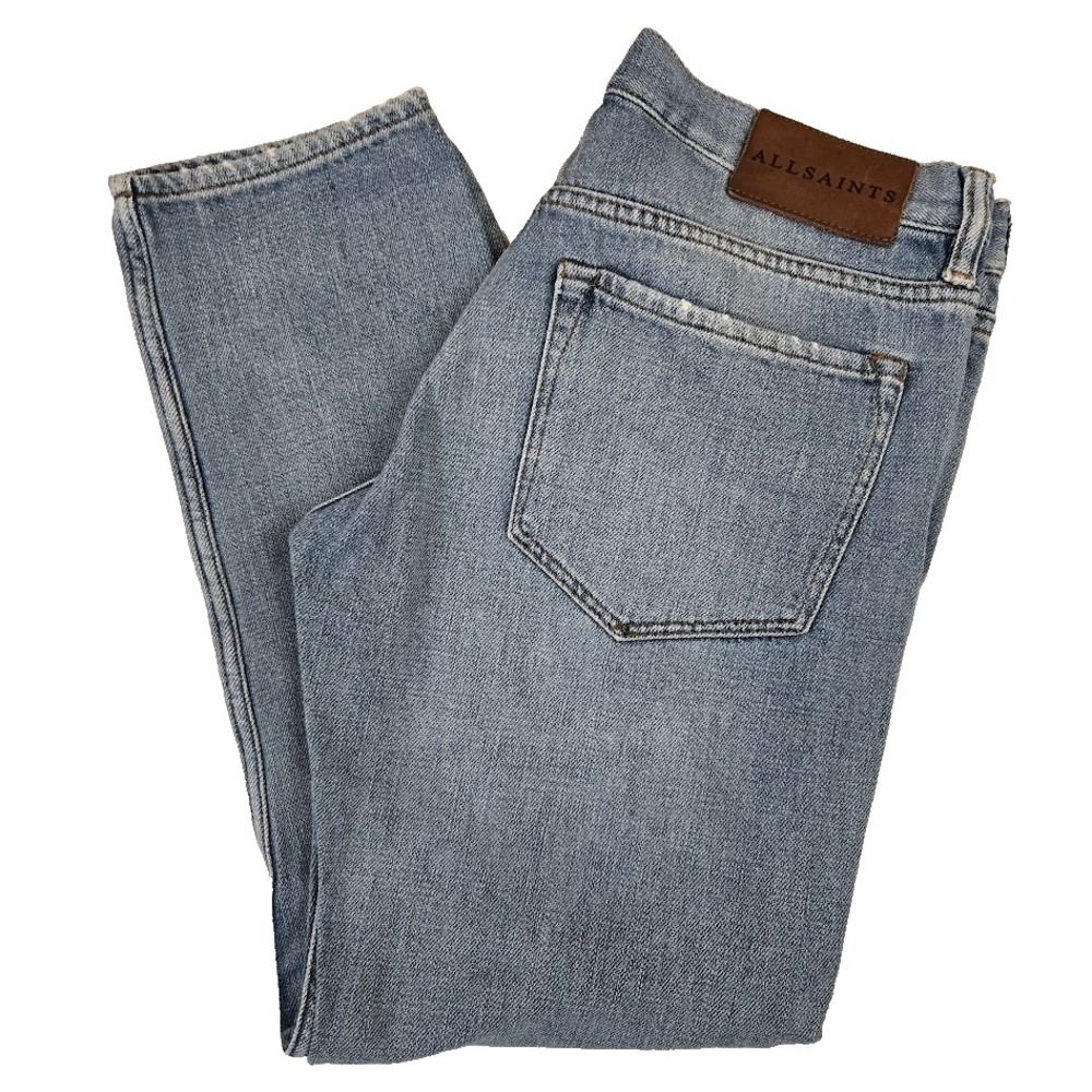ALLSAINTS Womens Size 25 Boys Jean Low Rise Light Wash Button Fly Boyfriend Slim